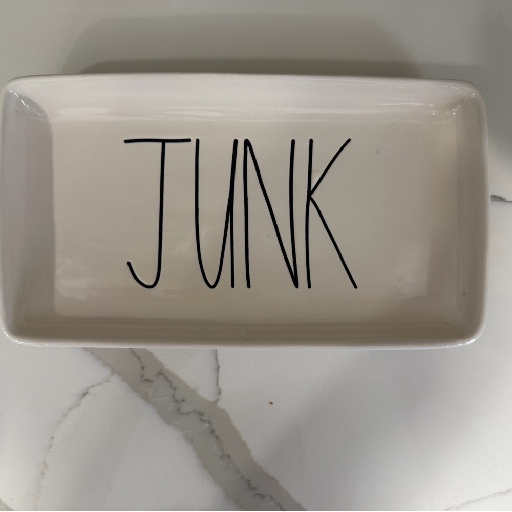 Rae Dunn Cream Tray with Black
'JUNK' Text